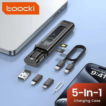 Toocki PD60W USB-C Cable Set – 5-in-1 Fast Charging & Data Transfer Type-C to Type-C Adapter for iPhone 15 Pro Max, Samsung S23 & Xiaomi Devices