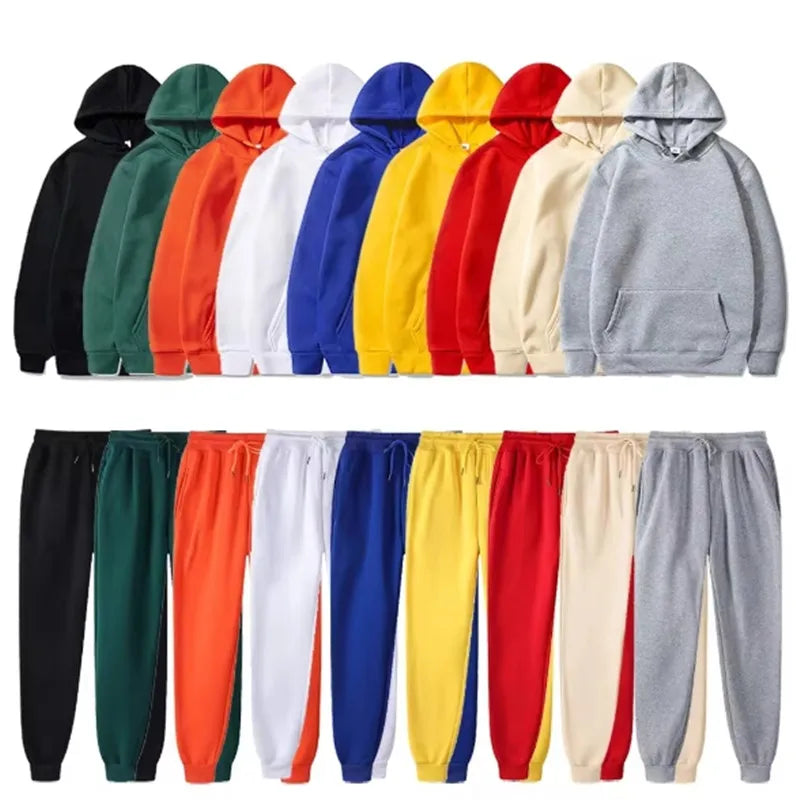 Men's Sports Tracksuit Set - Hoodie and Pants Two-Piece Running Casual Outfit for Men and Women