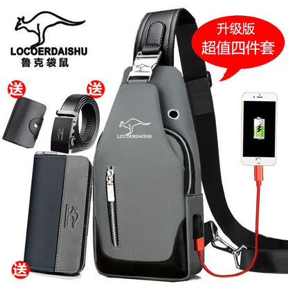 Men's Waterproof Oxford Chest Bag – Korean Style Casual Sport Crossbody Shoulder Messenger Bag