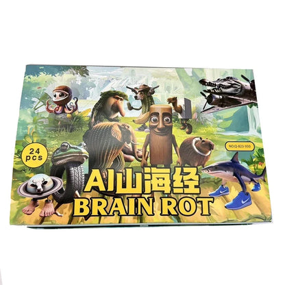 24PCS Tungtungtung Sahur Blind Box Toys — Tralala Shark, Bombardinocrocodilo Figures, Moveable Keychain Collectible Set