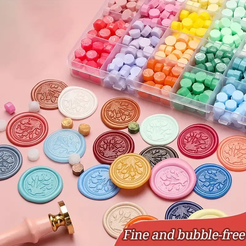 17pcs Wax Seal Stamp Set - Lacquered Sealing Wax Kit for DIY Crafts, Scrapbooking, Christmas & Wedding Invitation Decoration