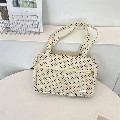 Y2K Anime Ita Shoulder Bag - Transparent Polka Dot Tote with Large Capacity DIY Display