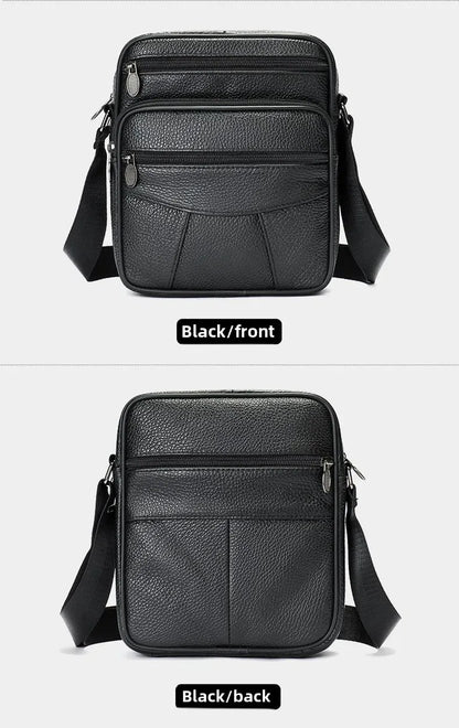 Men’s Genuine Leather Crossbody Bag – Small Outdoor Casual Bag for Motorcycle and Daily Use
