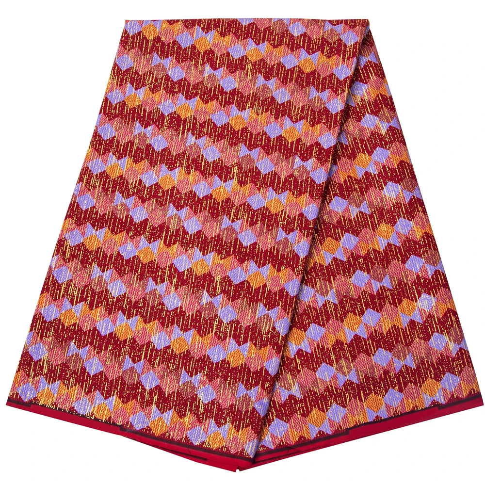 Shine African Ankara Wax Fabric - 6 Yards 100% Cotton Hot Stamping Print for Party Dresses, Sewing & Crafts