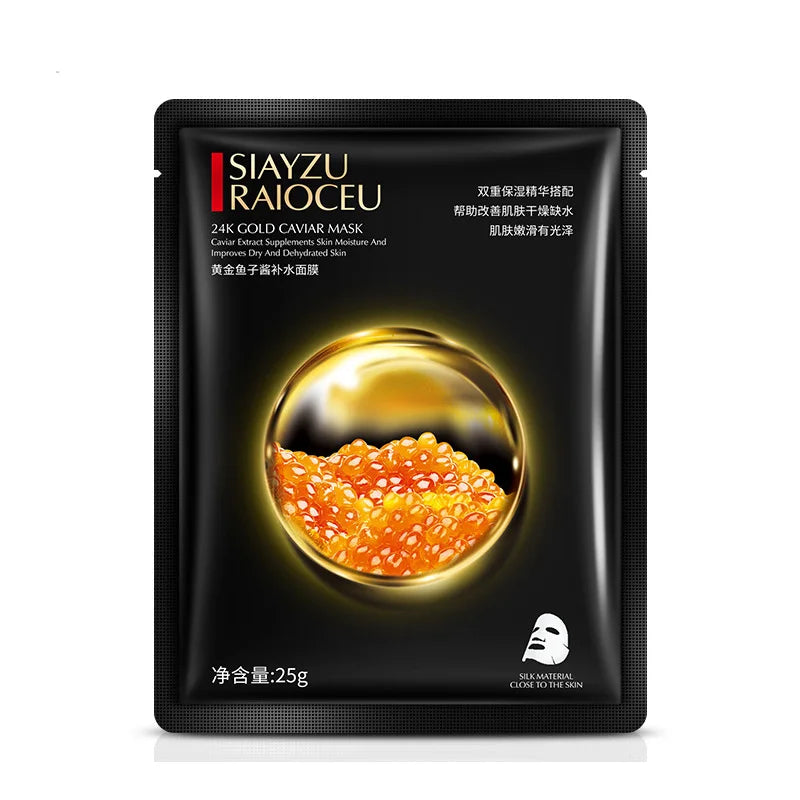 Golden Caviar Facial Mask Sheets – Moisturizing, Oil-Control, Anti-Aging & Anti-Wrinkle Skin Care Treatment