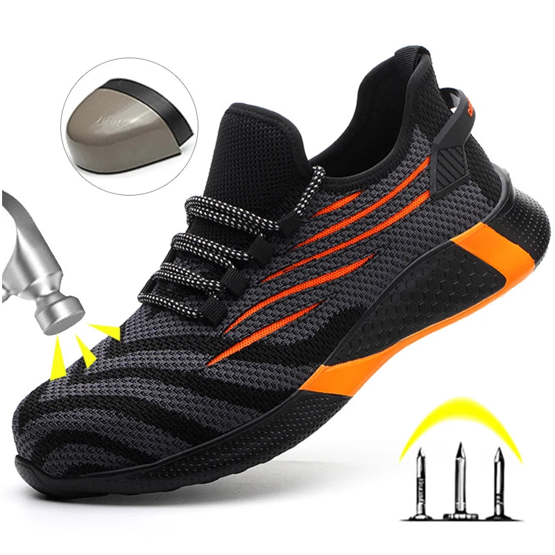 Men’s Safety Work Shoes – Lightweight Indestructible Sneakers with Anti-Puncture Protection, Durable Work Boots for Industrial & Construction Use