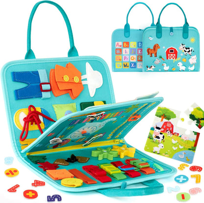 Montessori Busy Board Toy for Toddlers – Fine Motor Skills, Educational Learning Activities & Life Skills Sensory Toy