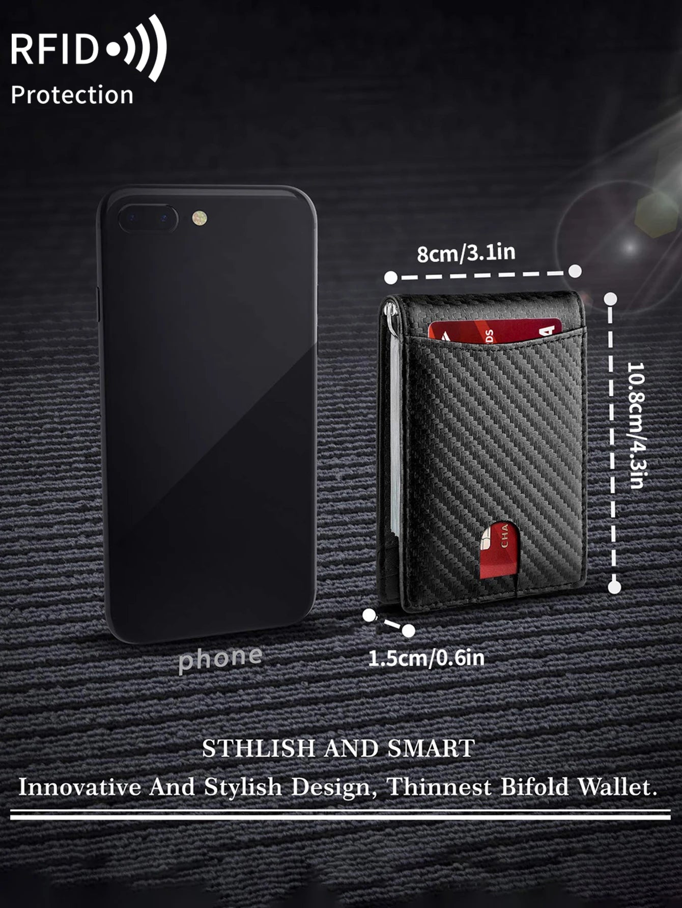 RFID Carbon Fiber Men’s Wallet — Ultra-Thin Mini Card Holder with 7 Slots