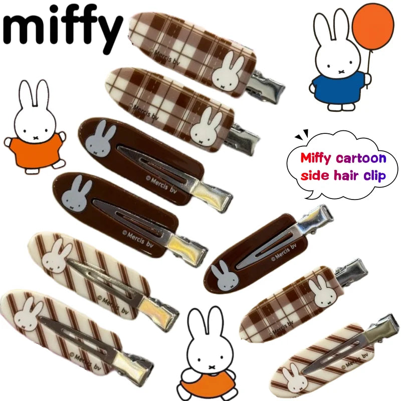 Miffy Cartoon Hair Clip Set - 3PCS Cute Heart Design Bangs Pins for Girls Sweet Fashion Styling