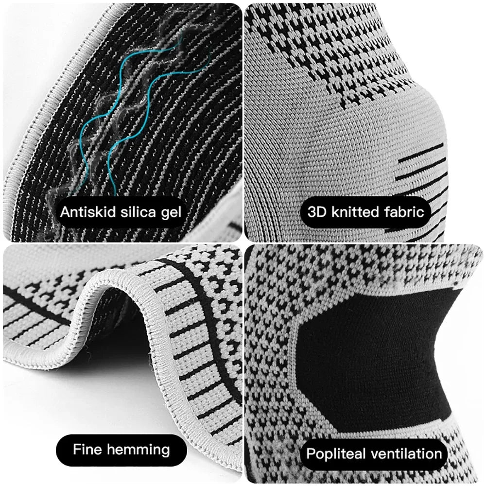 Silicone Knee Brace Compression Sleeve – Patella Support Knee Pads for Running & Sports