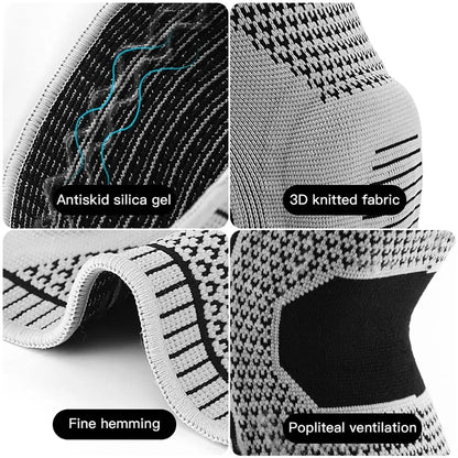 Silicone Knee Brace Compression Sleeve – Patella Support Knee Pads for Running & Sports