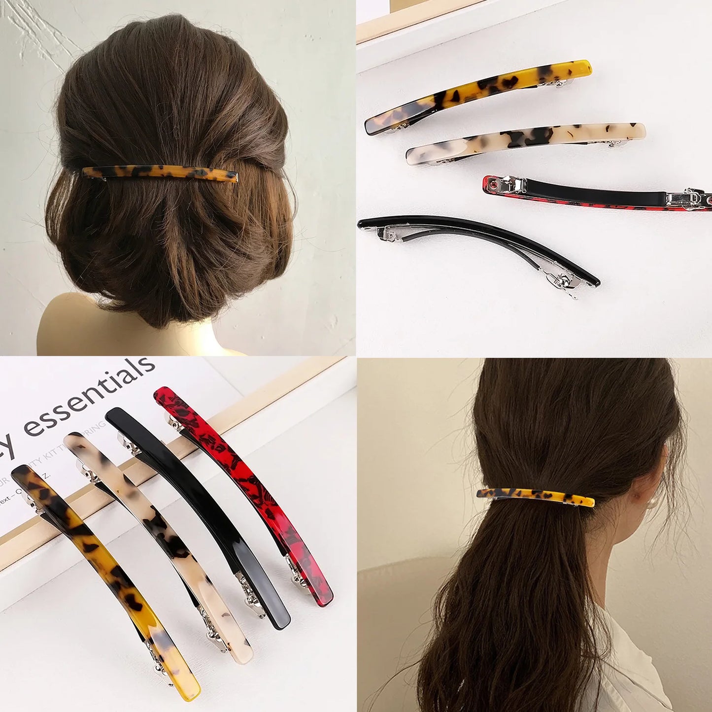 Korean Pearl White Spring Hair Clip – Refreshing Ponytail Clip for Short Hair & Half Up Styles
