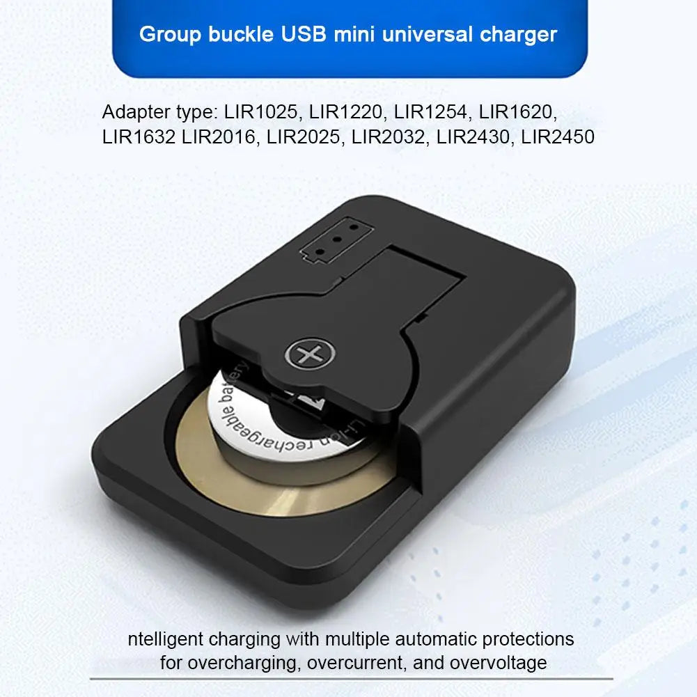 Portable Coin Cell Battery Charger - Universal Mini Charger with LED Indicator for LIR2016 LIR2025 LIR2032 LIR1025
