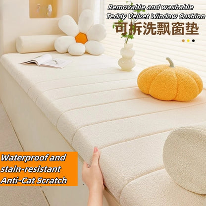 Customized Teddy Sponge Windowsill Cushion – High-Density Waterproof Non-Slip Sofa Cushion, 4.5/6.5/9.5 cm Options
