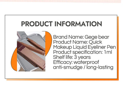Gege Bear Liquid Eyeliner Pen – Waterproof, Smudge-Proof, Fast & Precise Makeup with Quick Drying Formula