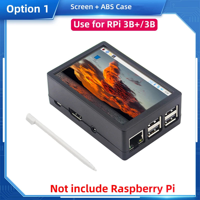 Raspberry Pi 3.5" Touch Screen LCD Display - 480×320 TFT with Optional Case & Cooling Fan for Pi 4B/3B+/3B
