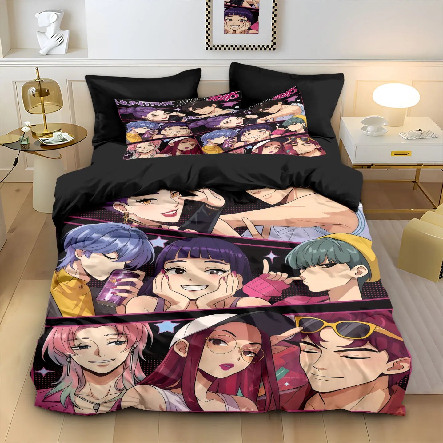 Anime Demon Hunters Zoey Mira Bedding Set – Duvet Cover for Kids, Teens & Adults, Single to King Size Gift