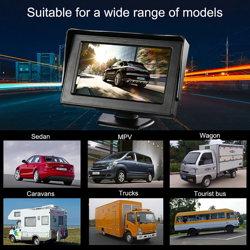 4.3" Car Rear View Monitor – Easy-Install Reversing Camera for Parking System & Vehicle Safety