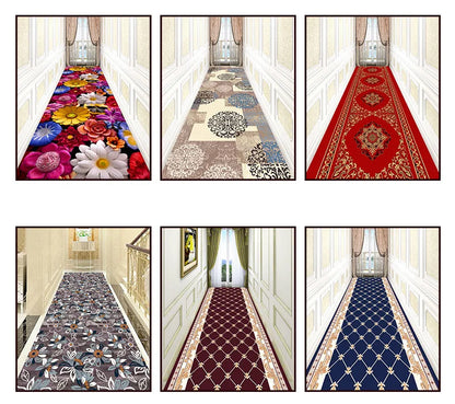 Luxury Chinese Classical Corridor Rug – Crystal Velvet Washable Carpet for Villa, Hotel & Hallway