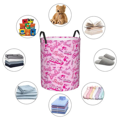 Custom Barbie Logo Laundry Basket – Collapsible Large Capacity Clothes Storage Bin, Disney Baby Hamper