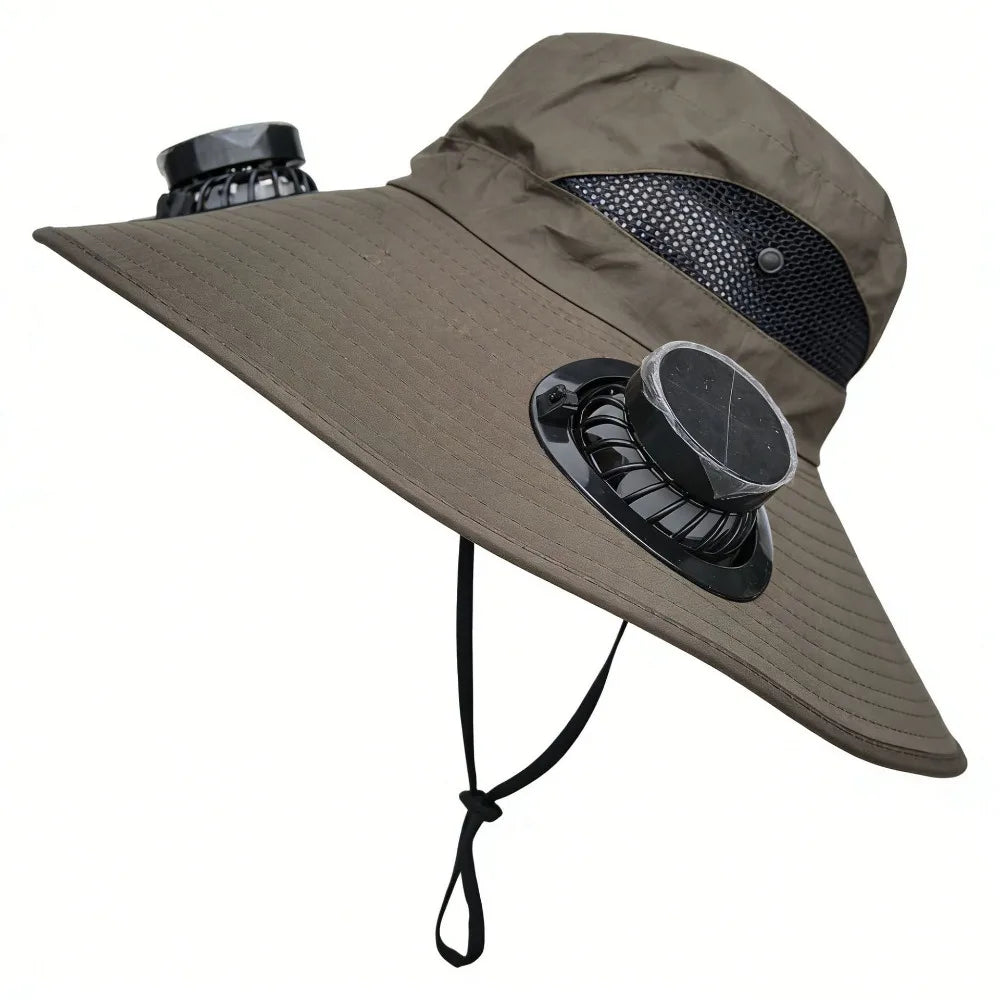 Solar Fan Hat - Breathable 3-Speed Cooling Visor Cap with UV Protection for Fishing & Summer
