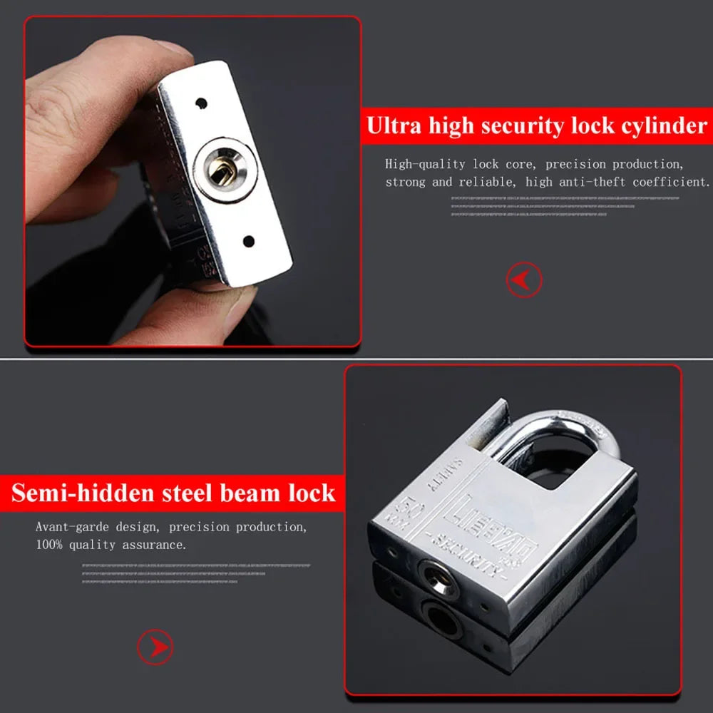 Keyed Padlock – Waterproof & Antirust Multifunctional Anti-Theft Lock, Pry Door & Window Security Lock