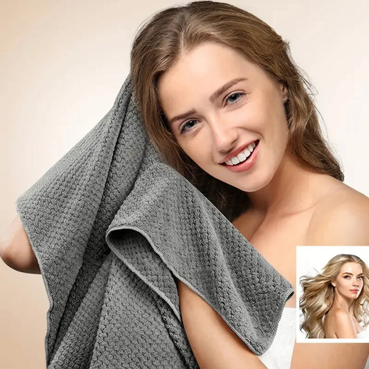 Extra Large Microfiber Hair Towel Wrap – Quick Dry, Ultra-Absorbent Soft Turban with Elastic Band
