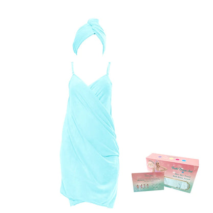 2-Piece Women’s Camisole Shower Dress — Sexy Backless, Absorbent Wearable Bath Towel Nightdress