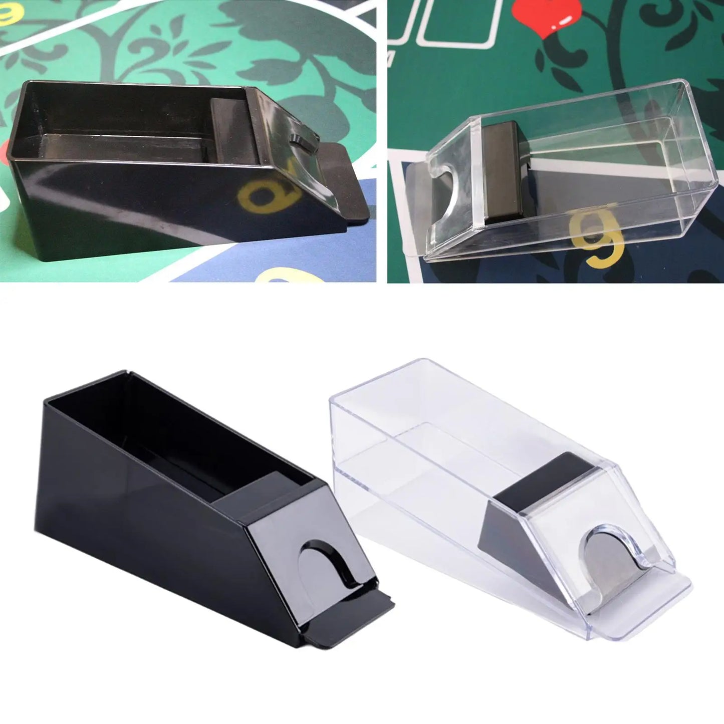 Transparent 4/6 Deck Discard Tray – Portable Casino Poker Dealer Accessory for Blackjack & Card Games