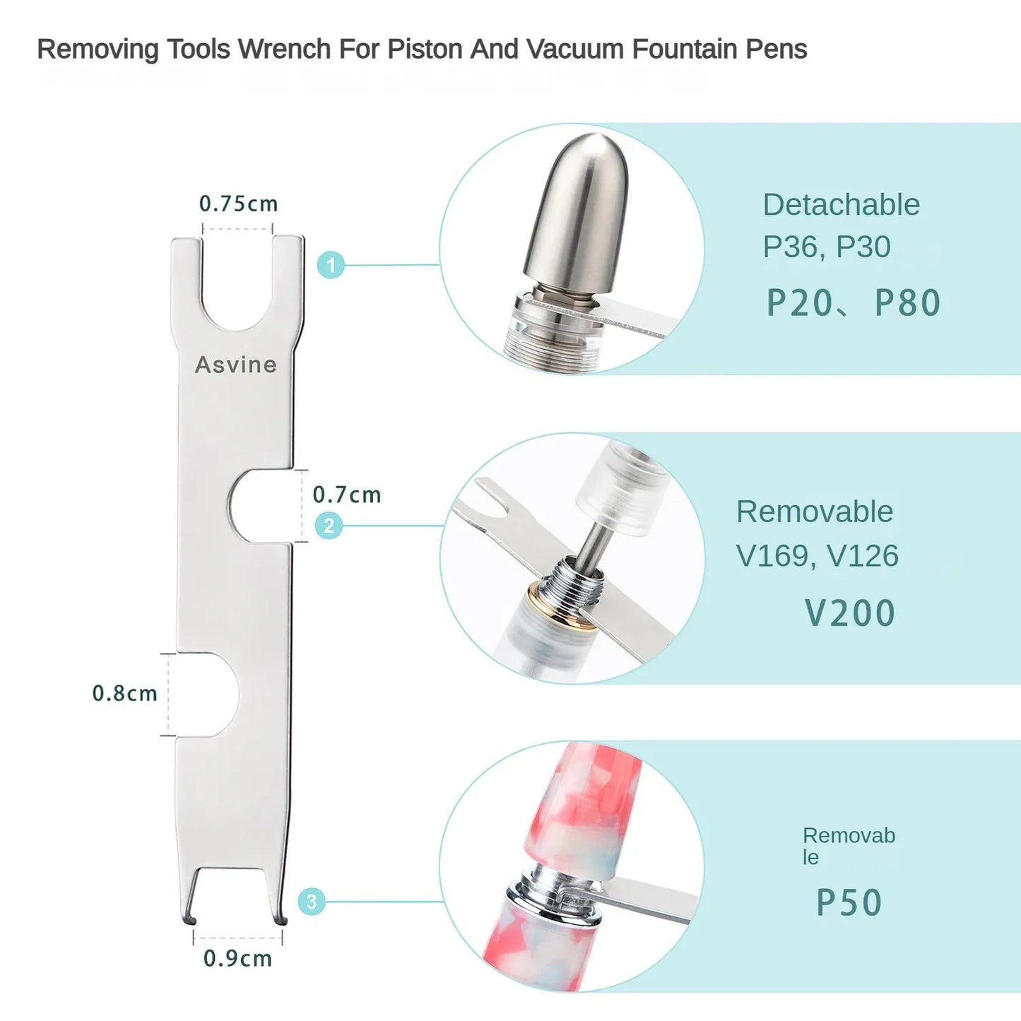 Multifunction Pen Removal Tool Wrench – For Asvine P20/P30/P36/P50/V169 Piston & Vacuum Fountain Pens, School & Office Stationery