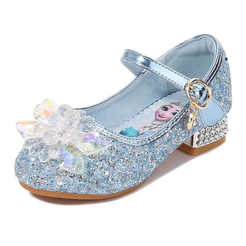 2024 Spring Girls' Crystal Princess Elsa Shoes - Ice and Snow Romance Fashion Sandals for Kids