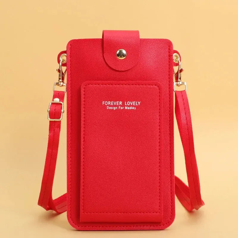 Women's Soft Leather Wallet Crossbody Bag – Touch Screen Phone Purse with Shoulder Strap