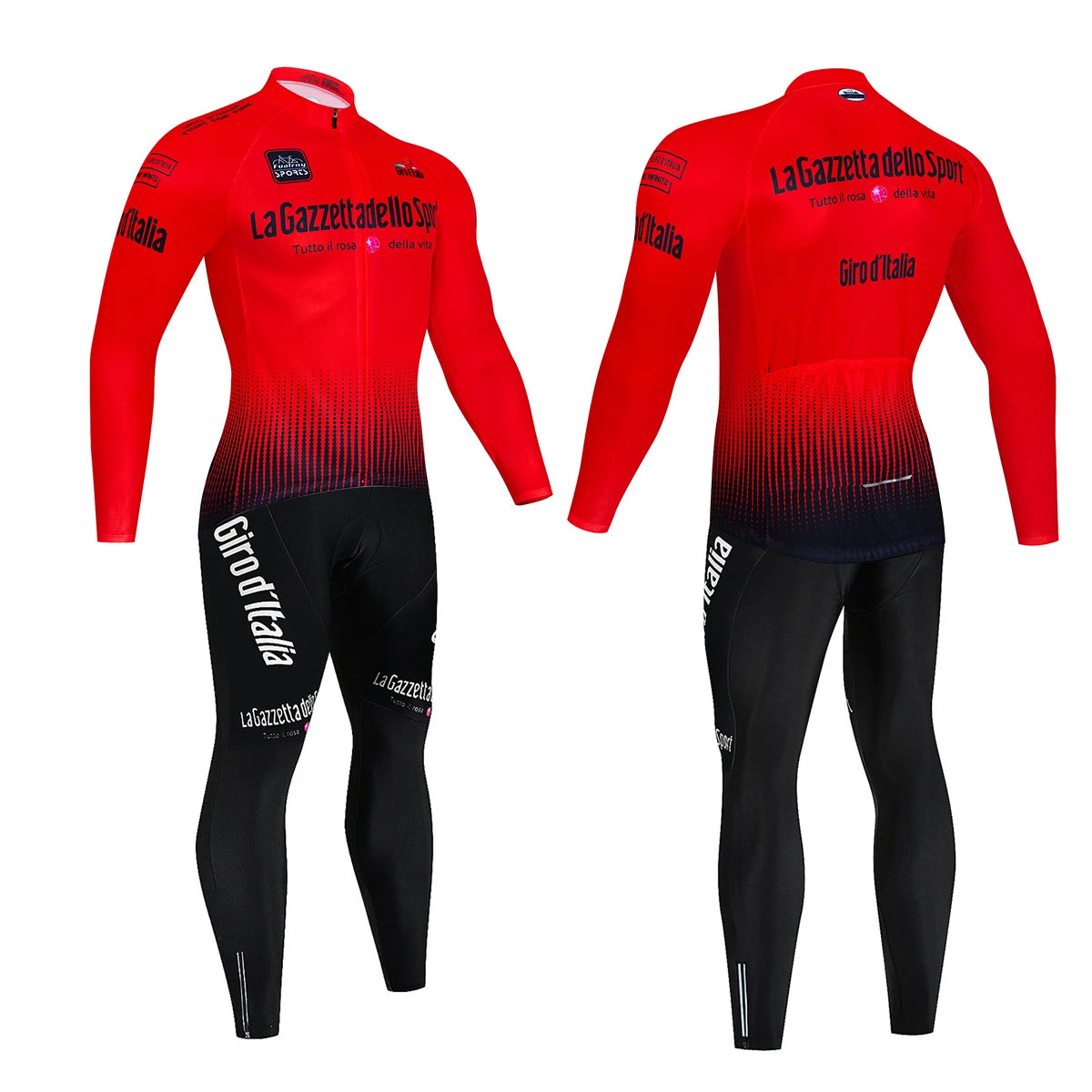 Tour De Italy D'ITALIA Cycling Clothes – Men's Fleece Jersey & Bib Pants Sports Set, Bicycle Uniform Costume