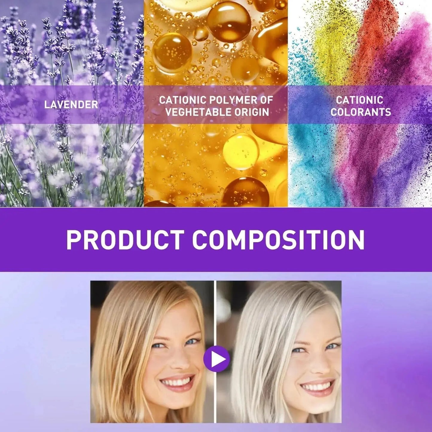 300ml Purple Color Fixing Shampoo – Long-Lasting Hair Dye, Gray Coverage, Fade Yellow After Bleach, Non-Irritating Hair Care