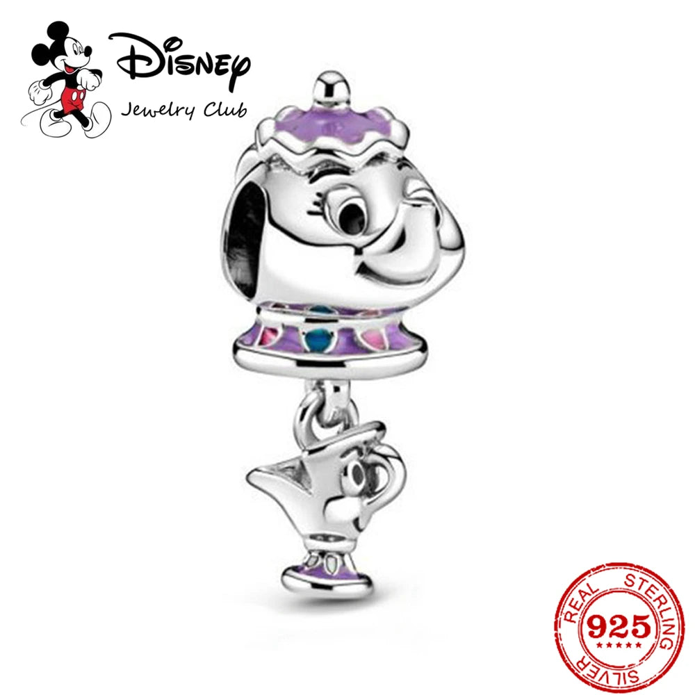 New 925 Sterling Silver Mickey Minnie Vinnie Charm – Beaded Fit for Original Pendant Bracelet, DIY Ladies Jewelry