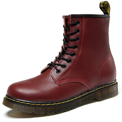 Men's Genuine Leather Six-Hole Boots – Classic British Style Riding Ankle Boots for Outdoor Wear, Size 35-48
