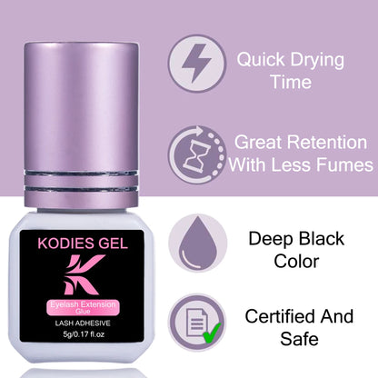 KODIES GEL Extra Strong Eyelash Glue — 5g 0.5s Fast-Dry Waterproof Adhesive for False Eyelash Extensions