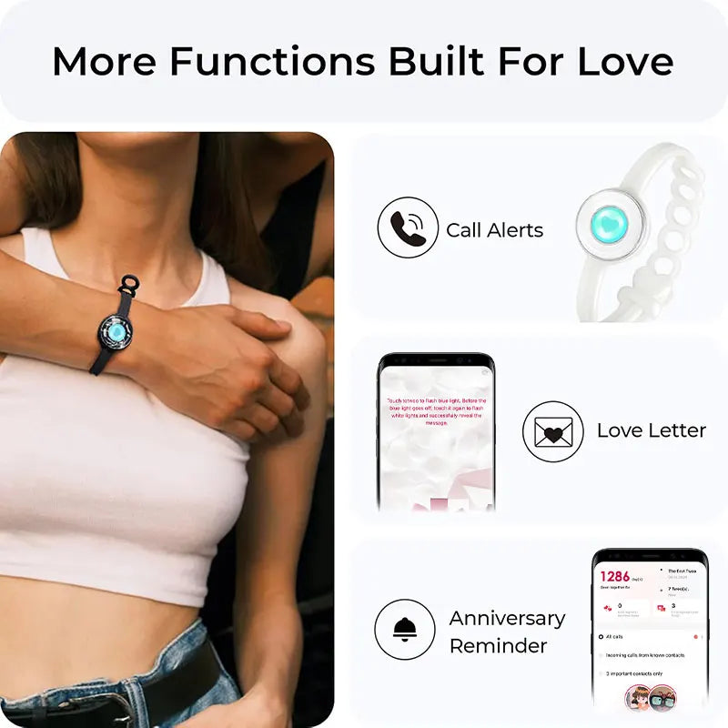 TOTWOO Candy Collection Long Distance Touch Bracelets – Colorful Vibration & Light-Up Bands, Gifts for Girlfriend, Pairing Jewelry