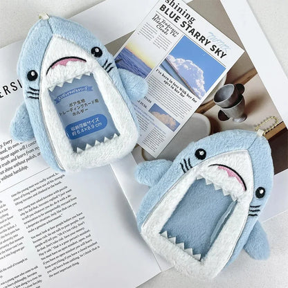 Shark Plush Card Holder - Cute Photo Storage Sleeve for ID Cards, Collectible Cards & Gift Accessories