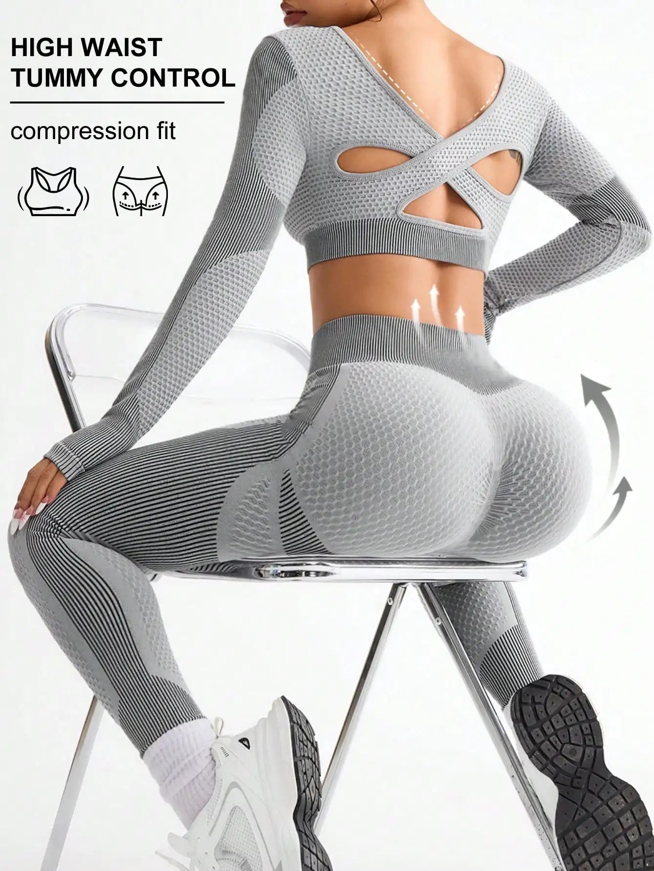2PCS Women’s Seamless Yoga & Fitness Set – Breathable Tight Running Sports Outfit