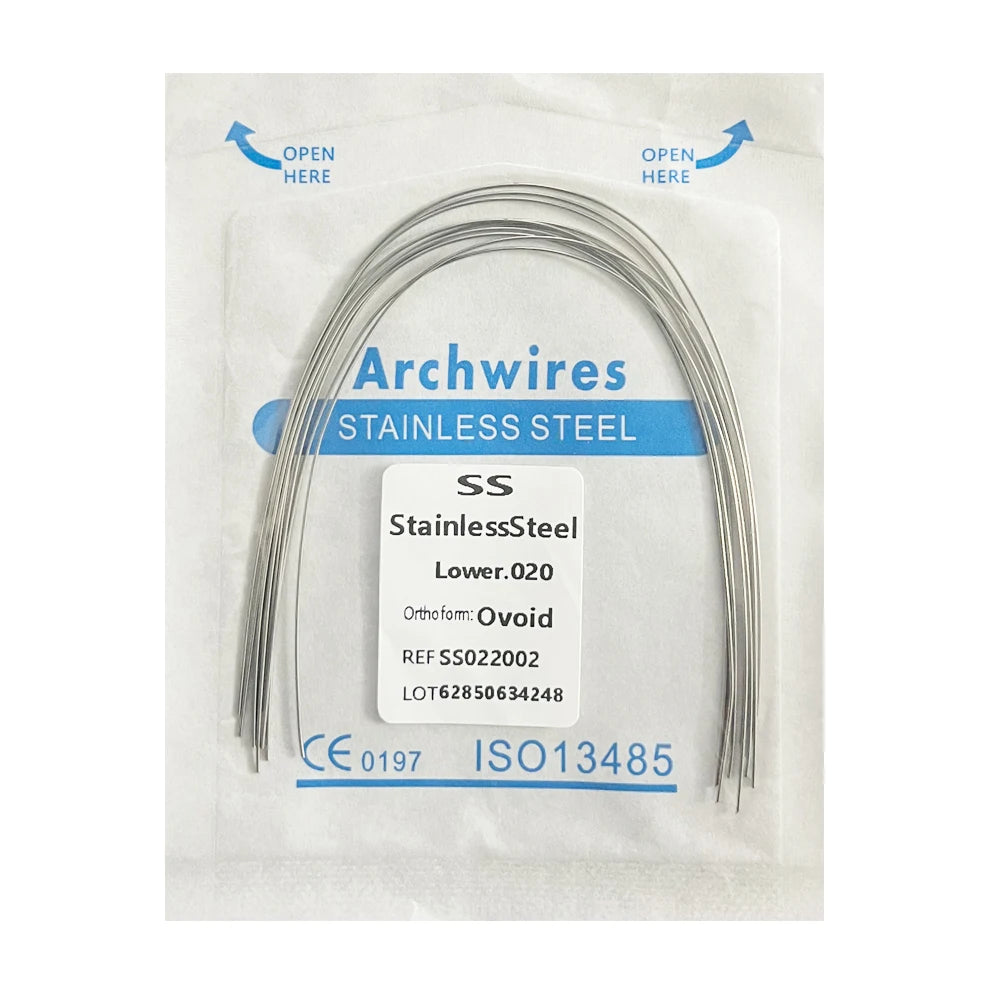 10PCS Dental Orthodontic Arch Wire Set - Stainless Steel Round & Rectangular Dentist Ovoid Form Material