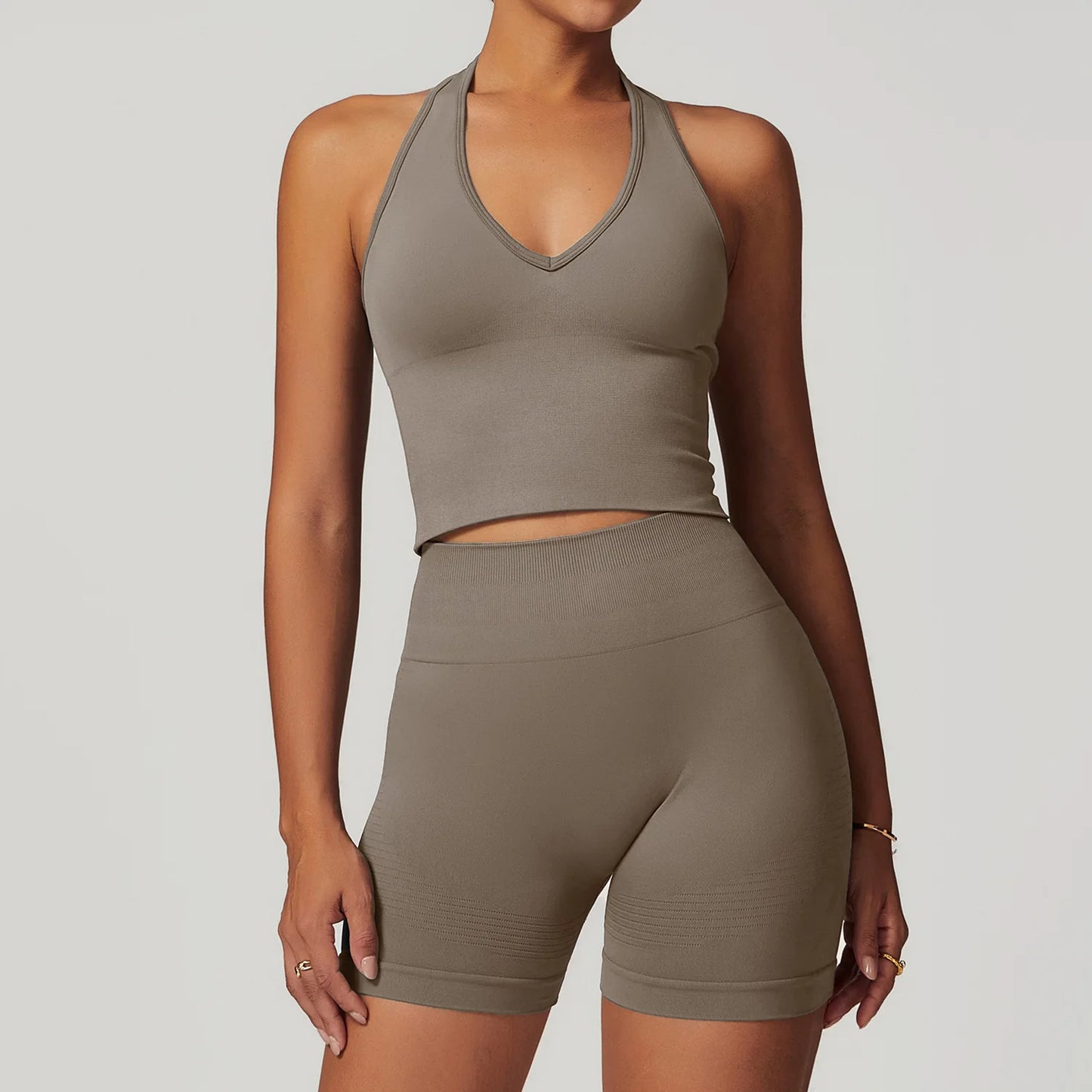 Women’s Seamless 2/3 Piece Yoga Set – Fitness Workout Sportswear with Leggings, Sports Bra & Long Sleeve Gym Outfit