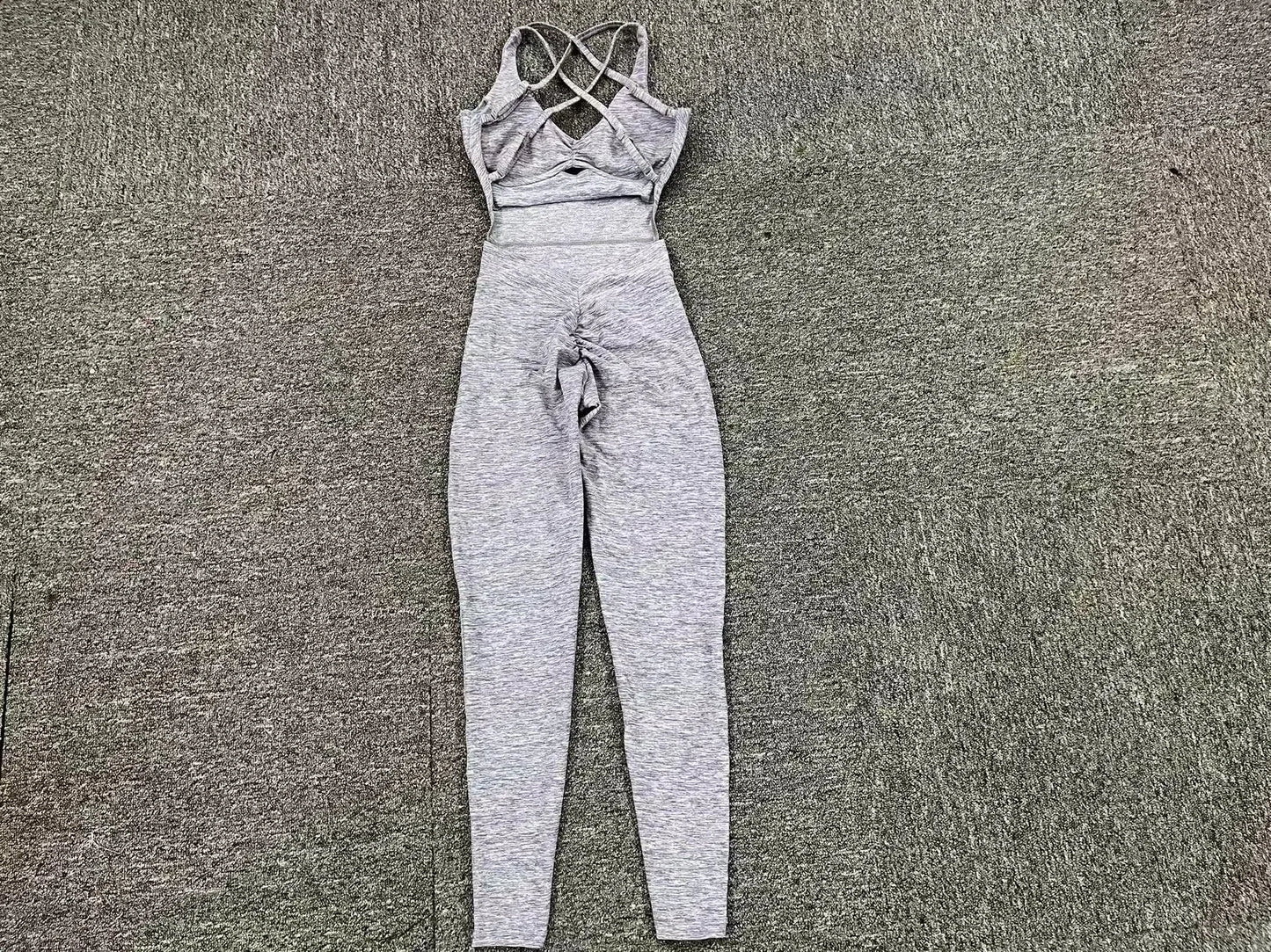 Women’s Black Sporty Jumpsuit – 2025 Workout Yoga Gym Set with Push-Up Fitness Overalls