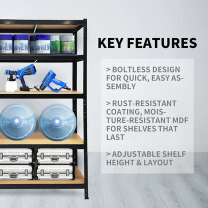 DayPlus 5-Tier Heavy Duty Garage Shelving – Adjustable Storage Unit, 386LBS Load Capacity per Tier, 150-200CM Height