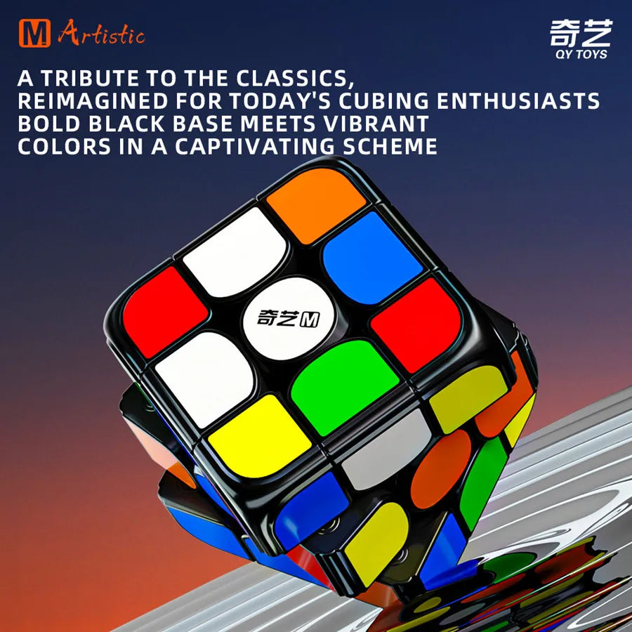 Qiyi M Pro Art Edition 3x3 Magnetic Speed Cube - Stickerless Magic Cube Puzzle Toy