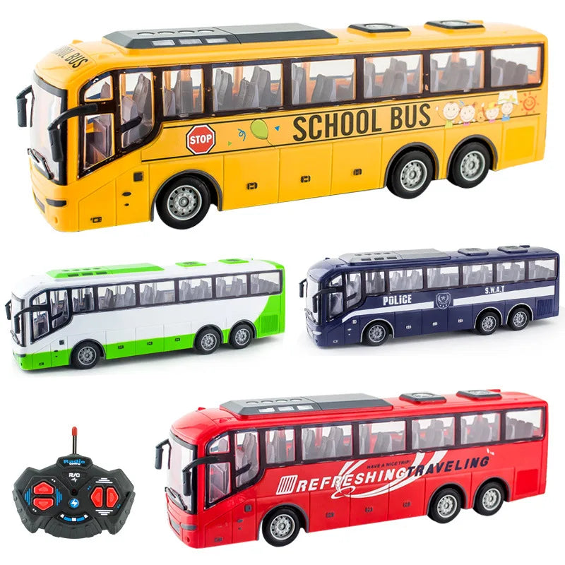 Large RC Electric School Tour Bus with LED Lights – Radio Controlled Toy Car for Boys, Perfect Christmas Gift