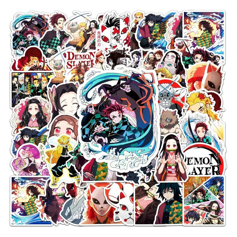 Demon Slayer Anime Stickers - Kamado Nezuko and Tomioka Giyu Cartoon Graffiti Decals for Laptops, Notebooks, and DIY Decorations