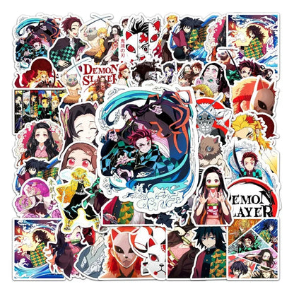 Demon Slayer Anime Stickers - Kamado Nezuko and Tomioka Giyu Cartoon Graffiti Decals for Laptops, Notebooks, and DIY Decorations