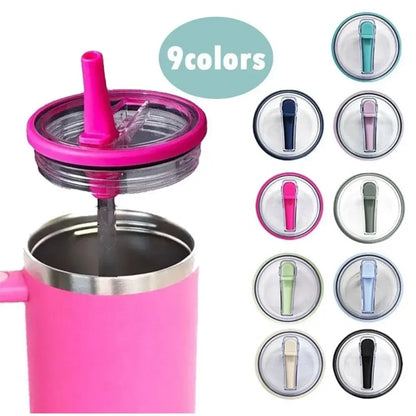 Spill-Proof 40oz Cup Lid for Stanley – Eco-Friendly Replacement with Spiral Straw Cover Accessory