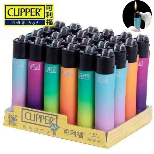 Clipper Dual Color Gradient Windproof Lighter – Open Flame Gear Cigarette Lighter with Metal Grinding Wheel